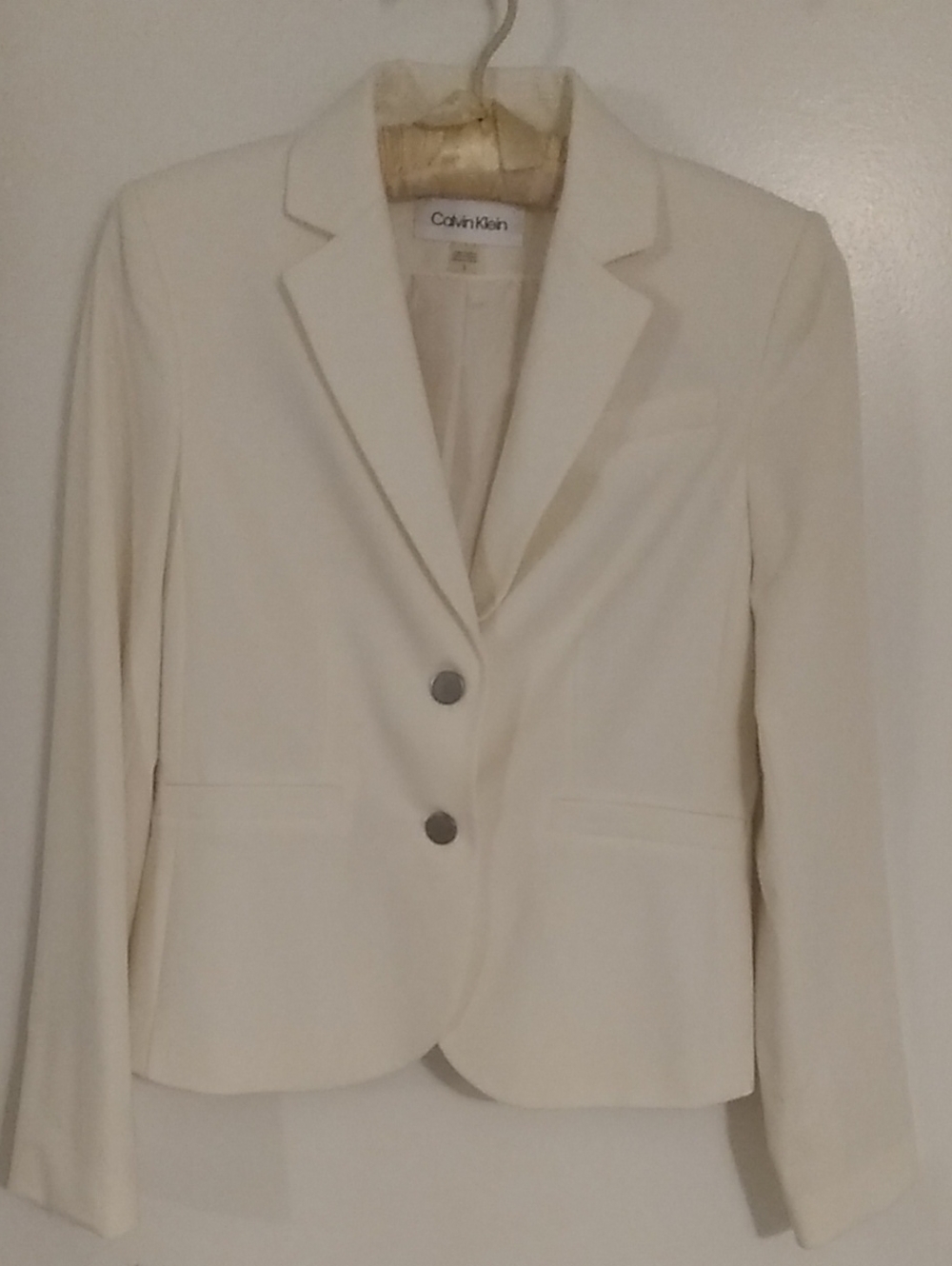 Calvin Klein Women's Off-White Single-Breasted Blazer